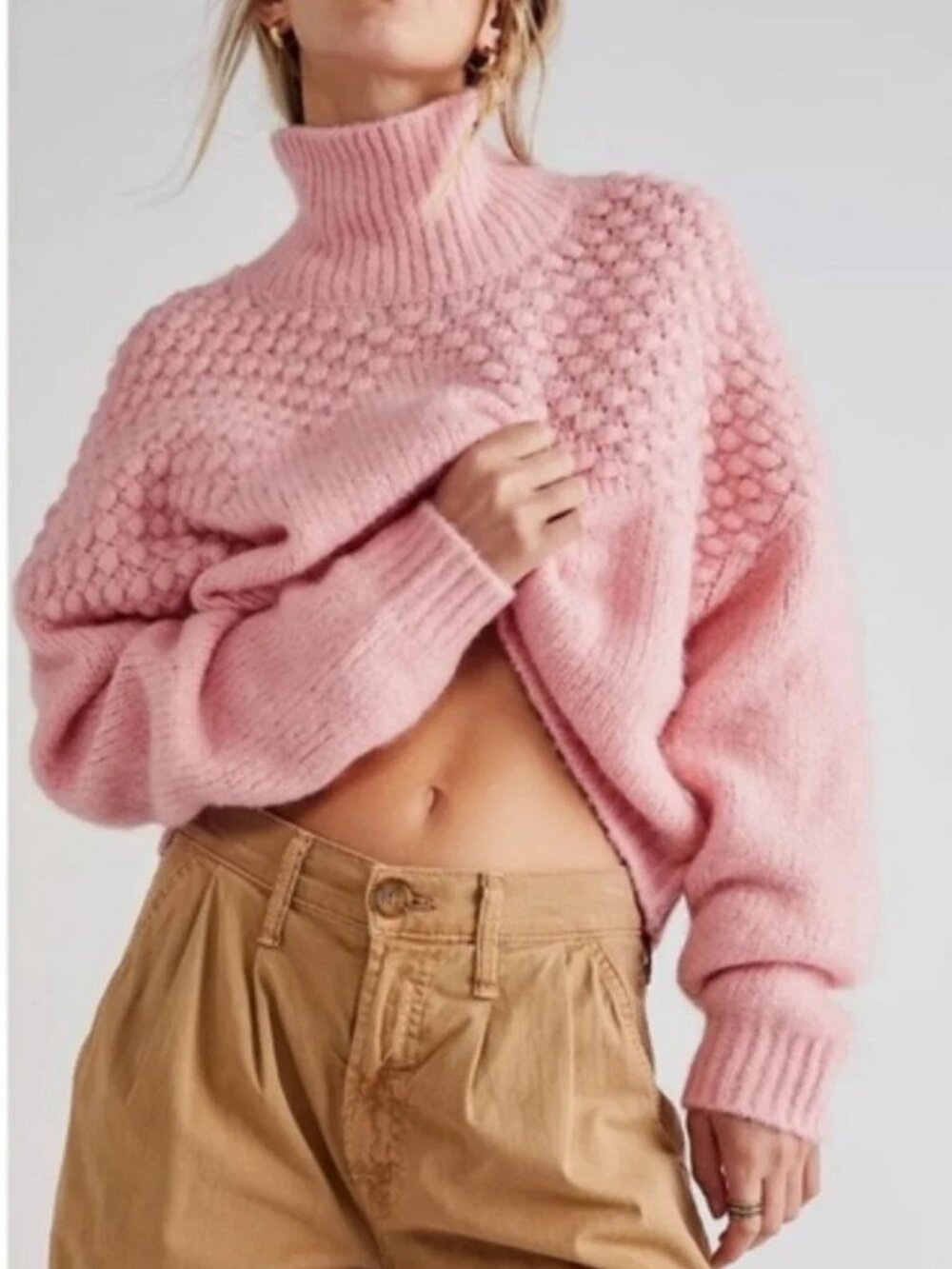 FREE PEOPLE Women's Bradley Pullover Sweater Bubblegum Pink - Size Medium